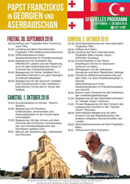 Papst kommt nach Tiflis und Baku